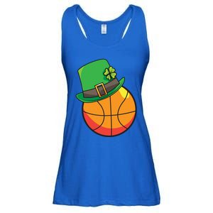 Fun St Patrick's Day Basketball Lucky Leprechaun Clover Hat Gift Ladies Essential Flowy Tank