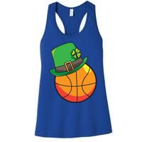 Fun St Patrick's Day Basketball Lucky Leprechaun Clover Hat Gift Women's Racerback Tank