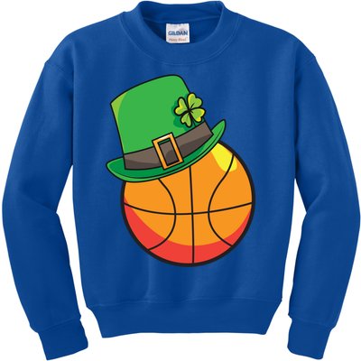 Fun St Patrick's Day Basketball Lucky Leprechaun Clover Hat Gift Kids Sweatshirt