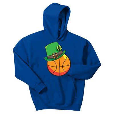 Fun St Patrick's Day Basketball Lucky Leprechaun Clover Hat Gift Kids Hoodie