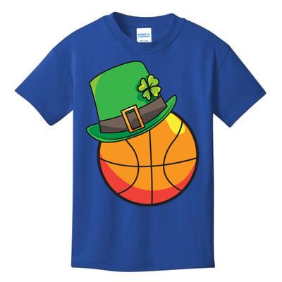 Fun St Patrick's Day Basketball Lucky Leprechaun Clover Hat Gift Kids T-Shirt