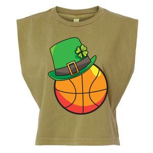 Fun St Patrick's Day Basketball Lucky Leprechaun Clover Hat Gift Garment-Dyed Women's Muscle Tee