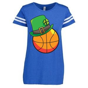 Fun St Patrick's Day Basketball Lucky Leprechaun Clover Hat Gift Enza Ladies Jersey Football T-Shirt