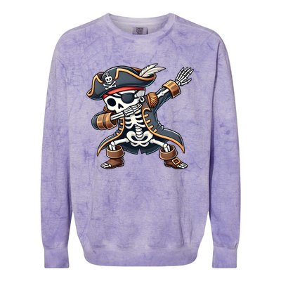 Funny Skeleton Pirate Dabbing Halloween Meaningful Gift Colorblast Crewneck Sweatshirt