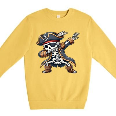 Funny Skeleton Pirate Dabbing Halloween Meaningful Gift Premium Crewneck Sweatshirt