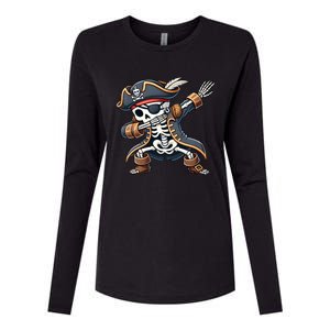 Funny Skeleton Pirate Dabbing Halloween Meaningful Gift Womens Cotton Relaxed Long Sleeve T-Shirt