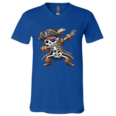 Funny Skeleton Pirate Dabbing Halloween Meaningful Gift V-Neck T-Shirt