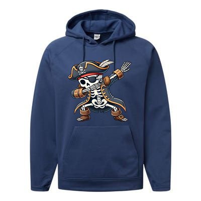 Funny Skeleton Pirate Dabbing Halloween Meaningful Gift Performance Fleece Hoodie