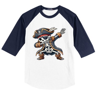 Funny Skeleton Pirate Dabbing Halloween Meaningful Gift Baseball Sleeve Shirt