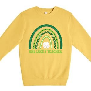 Funny St Patricks Day Cute Gift For Teacher One Lucky Teacher Gift Premium Crewneck Sweatshirt