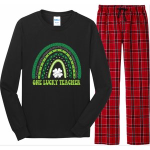 Funny St Patricks Day Cute Gift For Teacher One Lucky Teacher Gift Long Sleeve Pajama Set