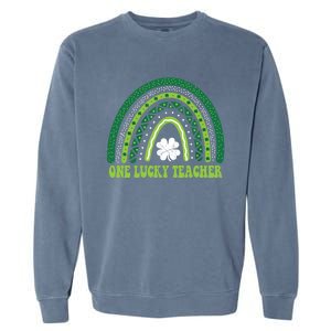 Funny St Patricks Day Cute Gift For Teacher One Lucky Teacher Gift Garment-Dyed Sweatshirt