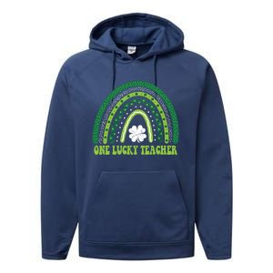 Funny St Patricks Day Cute Gift For Teacher One Lucky Teacher Gift Performance Fleece Hoodie