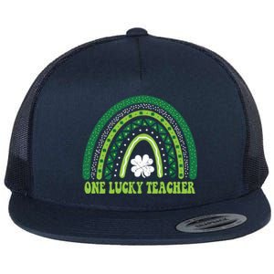 Funny St Patricks Day Cute Gift For Teacher One Lucky Teacher Gift Flat Bill Trucker Hat