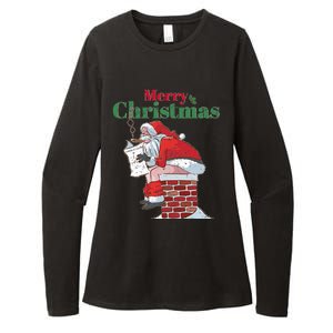 Funny Santa Pooping Down Chimney Xmas Christmas Gifts  Womens CVC Long Sleeve Shirt