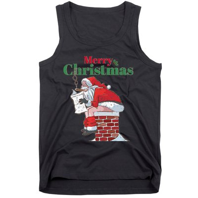 Funny Santa Pooping Down Chimney Xmas Christmas Gifts  Tank Top