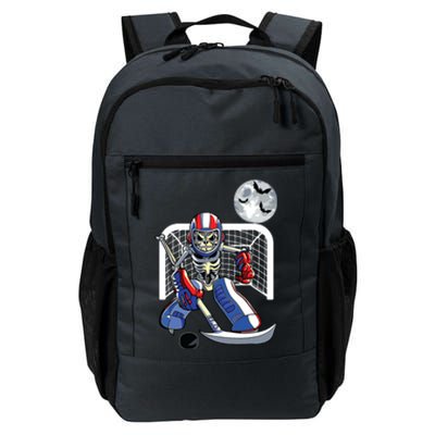 Funny Skeleton Playing Ice Hockey Happy Halloween Day Boy Daily Commute Backpack