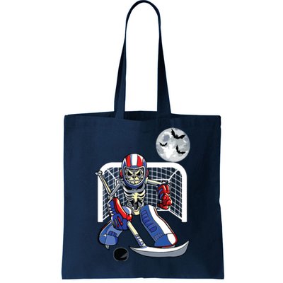 Funny Skeleton Playing Ice Hockey Happy Halloween Day Boy Tote Bag