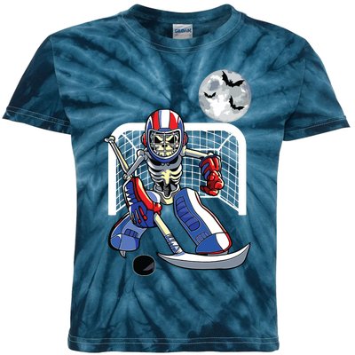 Funny Skeleton Playing Ice Hockey Happy Halloween Day Boy Kids Tie-Dye T-Shirt