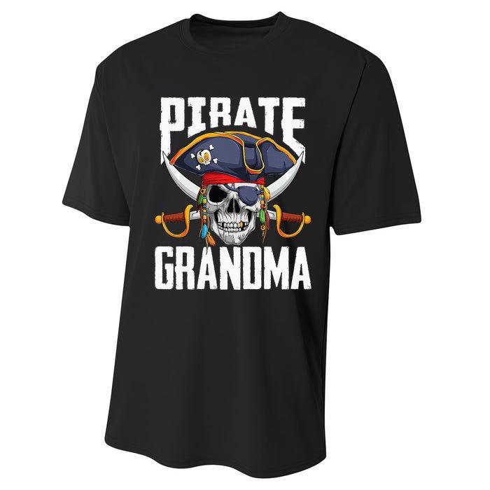 Family Skull Pirate Grandma Jolly Roger Crossbones Flag Performance Sprint T-Shirt