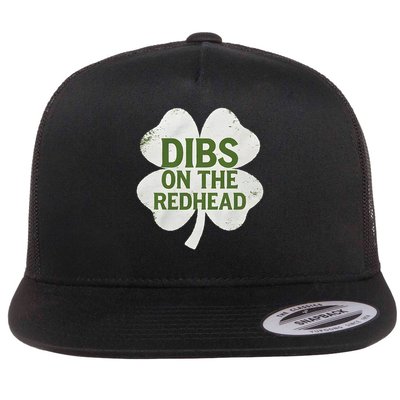 Funny St Patricks Day Shamrock Dibs On The Redhead Irish Flat Bill Trucker Hat