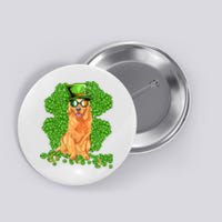 Funny St Patricks Day Golden Retriever Dog Cute Shamrock Button