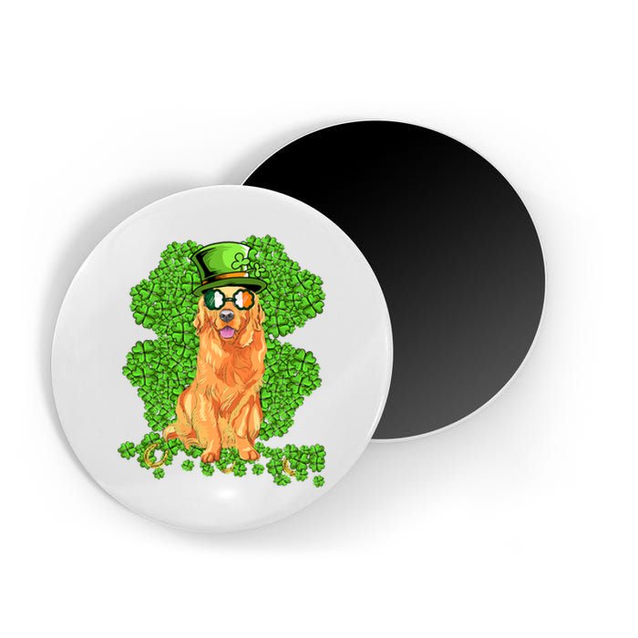 Funny St Patricks Day Golden Retriever Dog Cute Shamrock Magnet