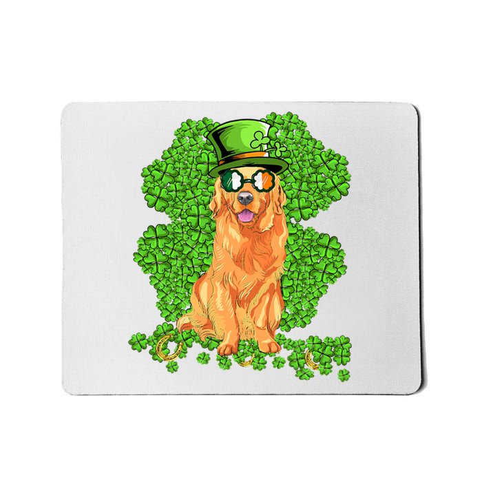 Funny St Patricks Day Golden Retriever Dog Cute Shamrock Mousepad