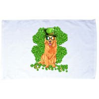 Funny St Patricks Day Golden Retriever Dog Cute Shamrock Microfiber Hand Towel