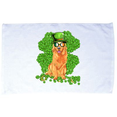 Funny St Patricks Day Golden Retriever Dog Cute Shamrock Microfiber Hand Towel