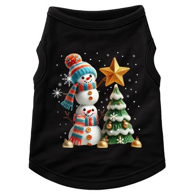 Funny Snowmen Putting Up Christmas Tree Doggie Tank