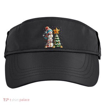 Funny Snowmen Putting Up Christmas Tree Adult Drive Performance Visor