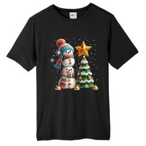 Funny Snowmen Putting Up Christmas Tree Tall Fusion ChromaSoft Performance T-Shirt