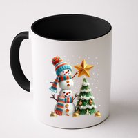Funny Snowmen Putting Up Christmas Tree Mug