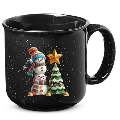 Funny Snowmen Putting Up Christmas Tree 15oz Campfire Ceramic Mug