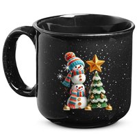 Funny Snowmen Putting Up Christmas Tree 15oz Campfire Ceramic Mug