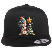 Funny Snowmen Putting Up Christmas Tree Flatbill Hat