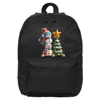 Funny Snowmen Putting Up Christmas Tree 16 in Basic Backpack