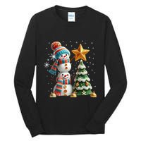 Funny Snowmen Putting Up Christmas Tree Tall Long Sleeve T-Shirt