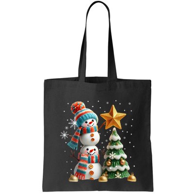 Funny Snowmen Putting Up Christmas Tree Bag