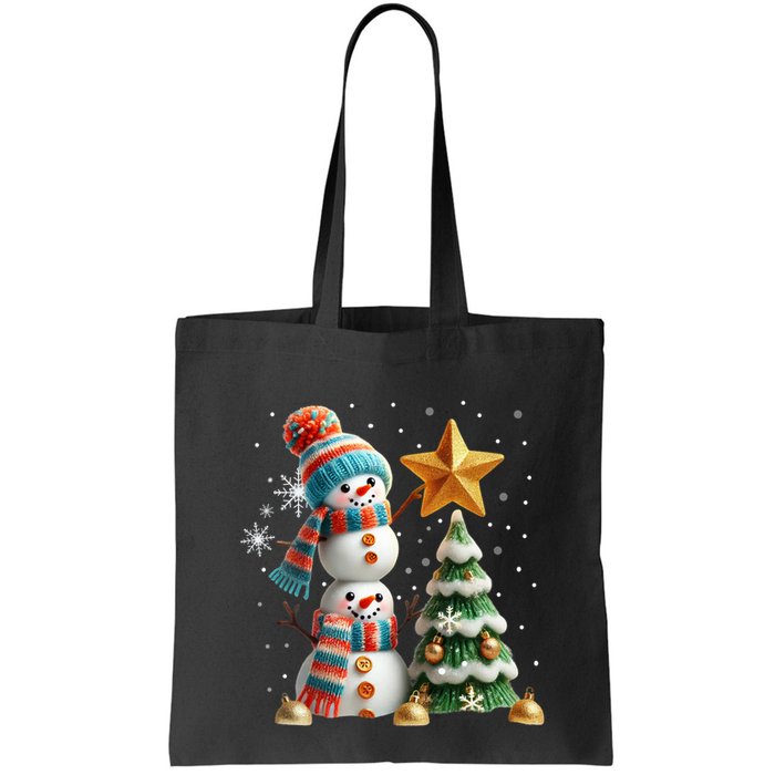 Funny Snowmen Putting Up Christmas Tree Bag