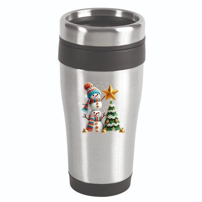 Funny Snowmen Putting Up Christmas Tree 16oz Travel Tumbler