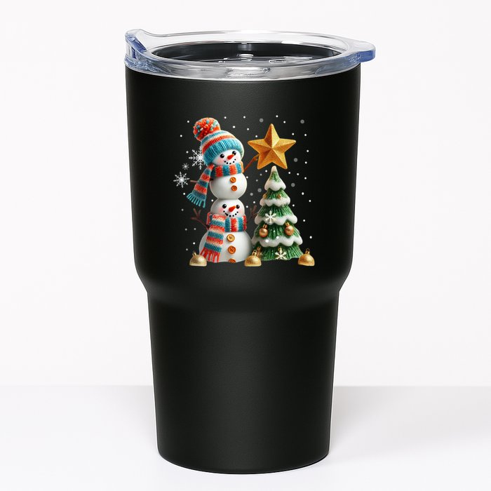 Funny Snowmen Putting Up Christmas Tree Tumbler