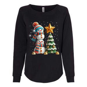 Funny Snowmen Putting Up Christmas Tree Womens California Wash Sweatshirt