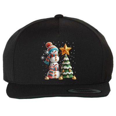 Funny Snowmen Putting Up Christmas Tree Wool Snapback Cap