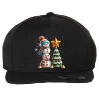 Funny Snowmen Putting Up Christmas Tree Wool Snapback Cap