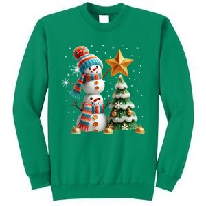 Funny Snowmen Putting Up Christmas Tree Sweatshirt