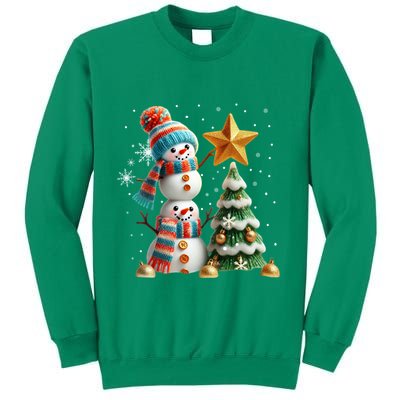 Funny Snowmen Putting Up Christmas Tree Sweatshirt