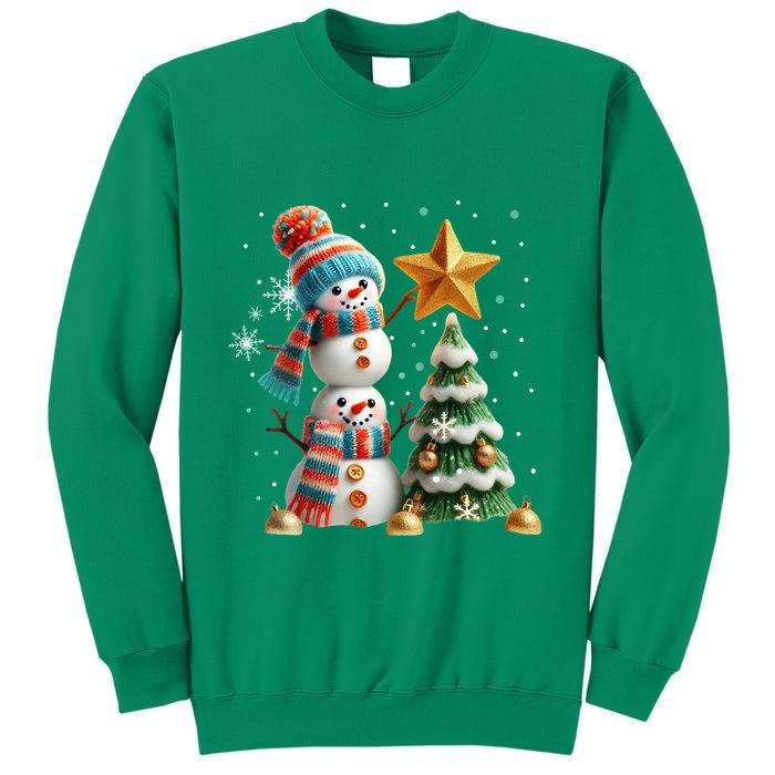 Funny Snowmen Putting Up Christmas Tree Sweatshirt