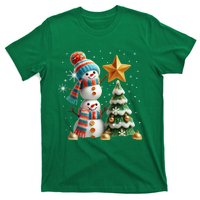 Funny Snowmen Putting Up Christmas Tree T-Shirt